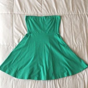 Express Turquoise Mini Strapless Dress